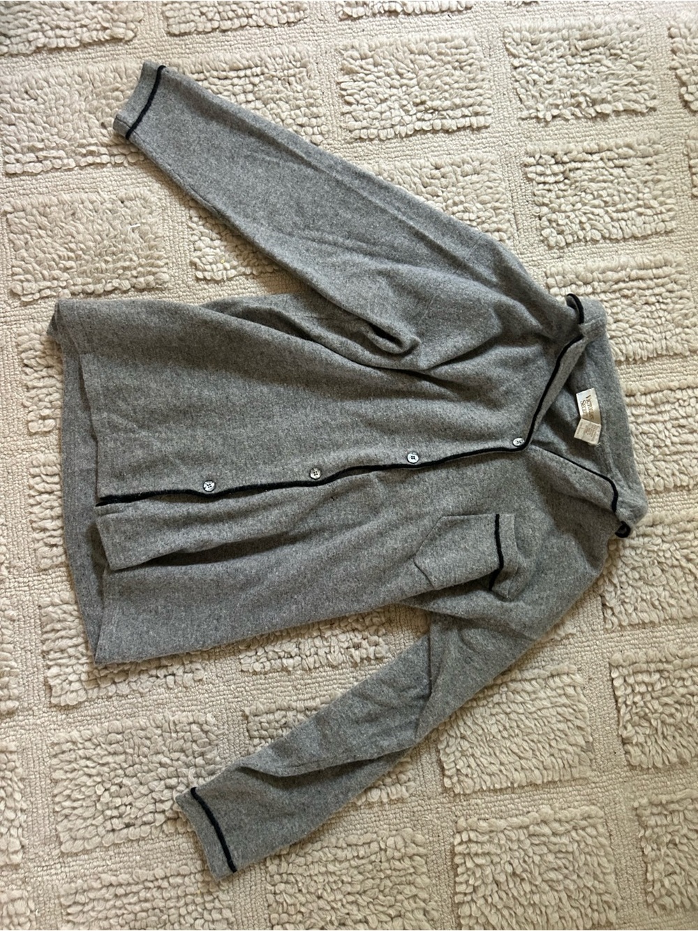 Victoria’s Secret Wool Vintage Pjs Gray Button-Up Knit Cardigan